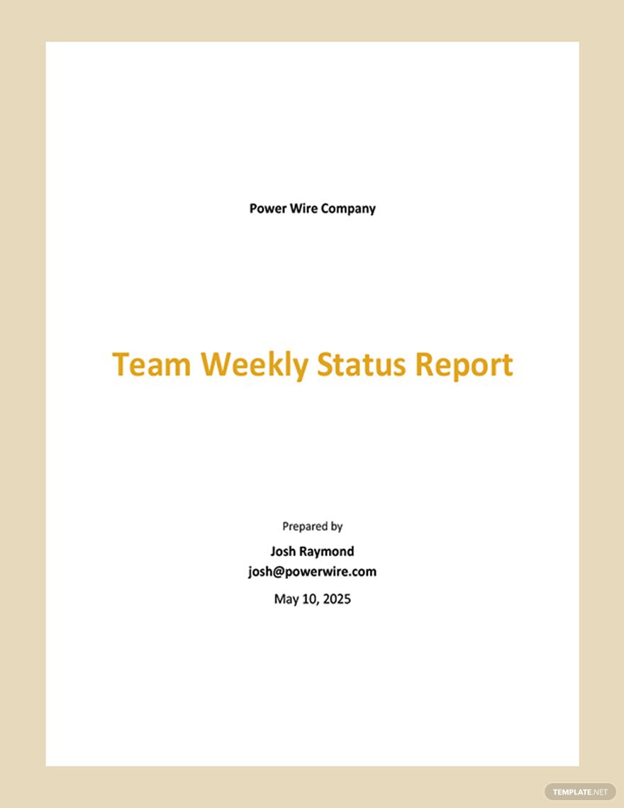 Team Weekly Status Report Template