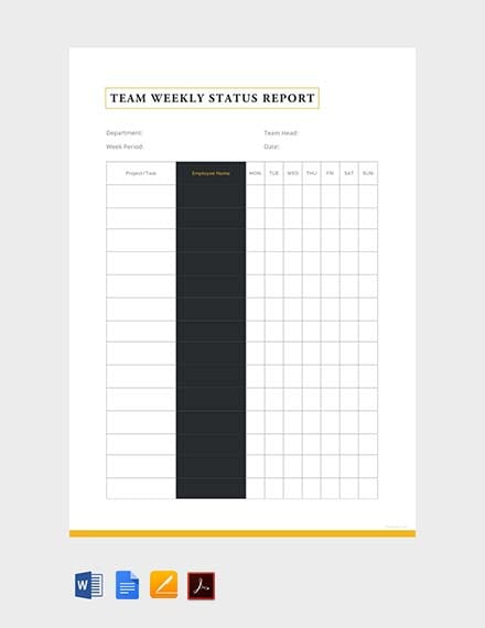 free team weekly status report template 440