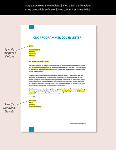 CNC Programmer Cover letter Template