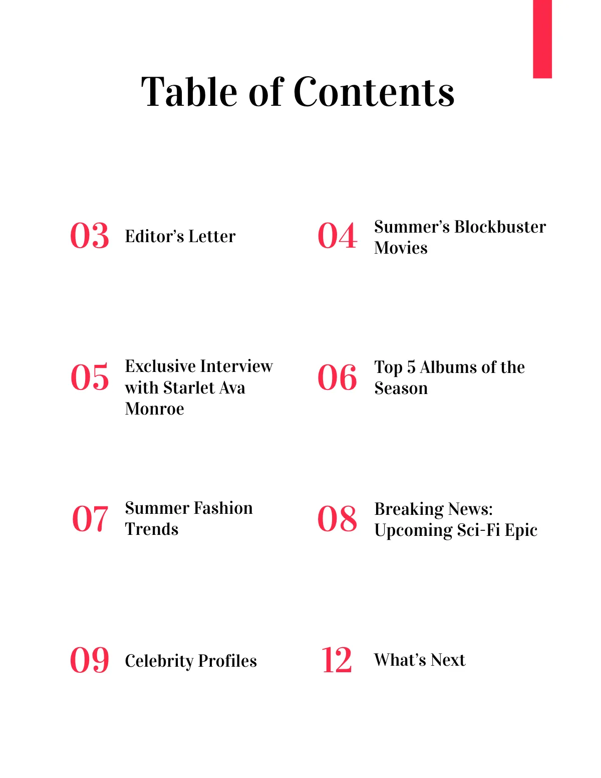 Free Blank Entertainment Magazine Layout Template to Edit Online