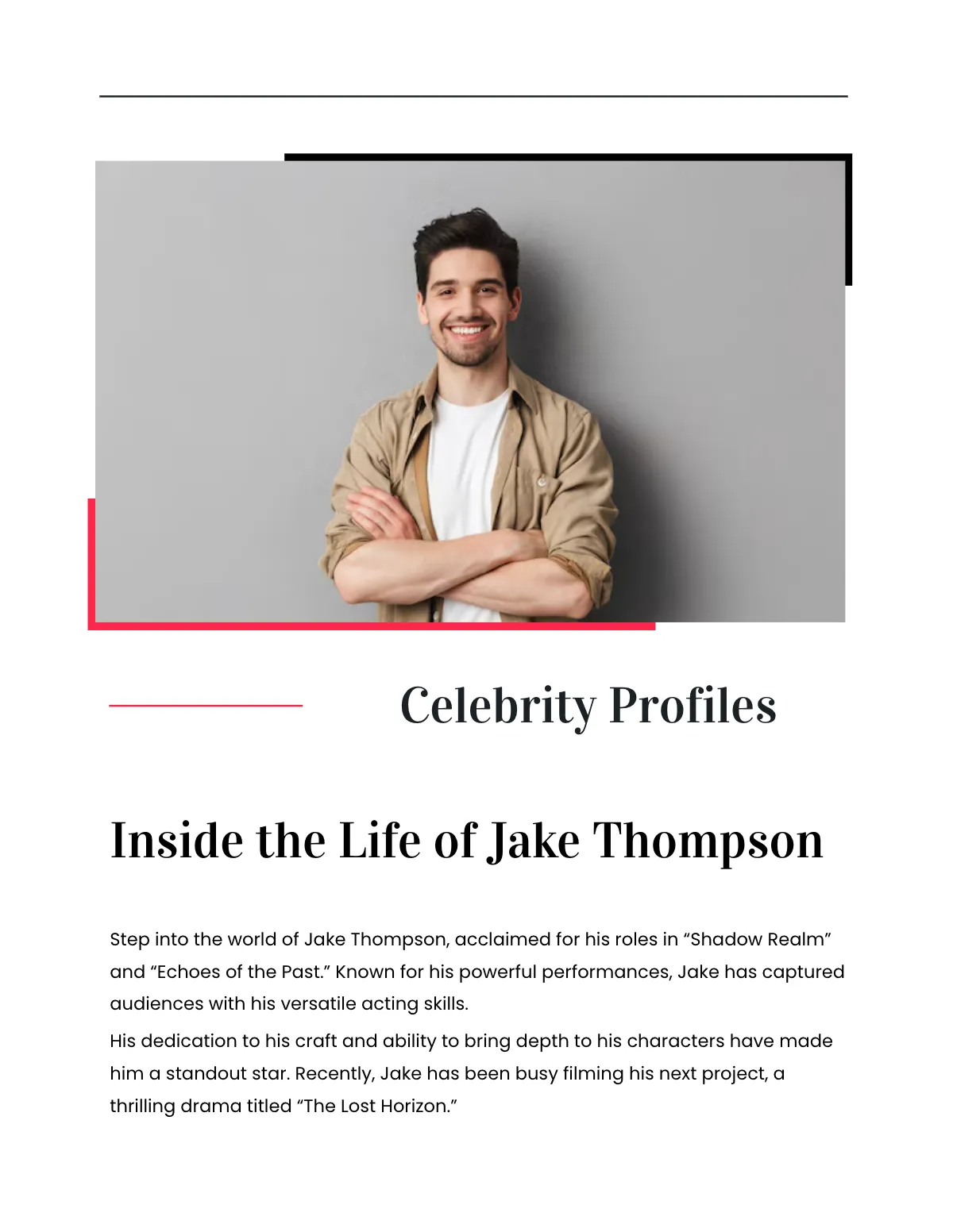 Free Blank Entertainment Magazine Layout Template to Edit Online