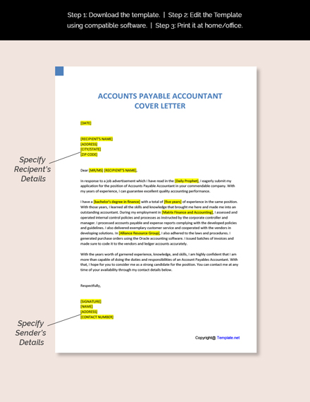 Accounts Payable Accountant Cover Letter Template