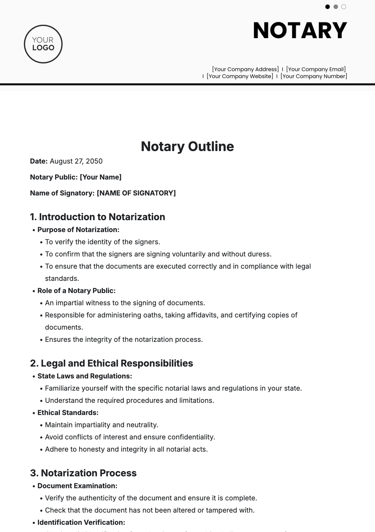 Free Notary Outline Template