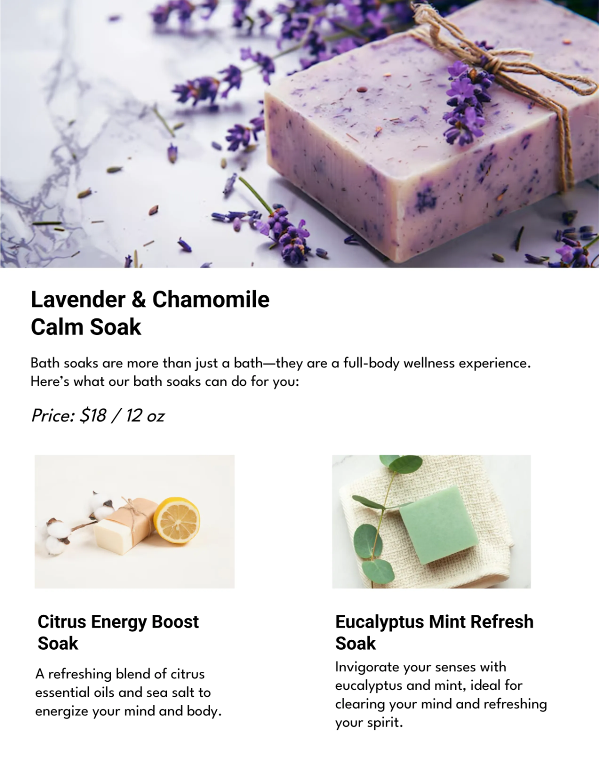 Free Bath Soak Catalog Template to Edit Online