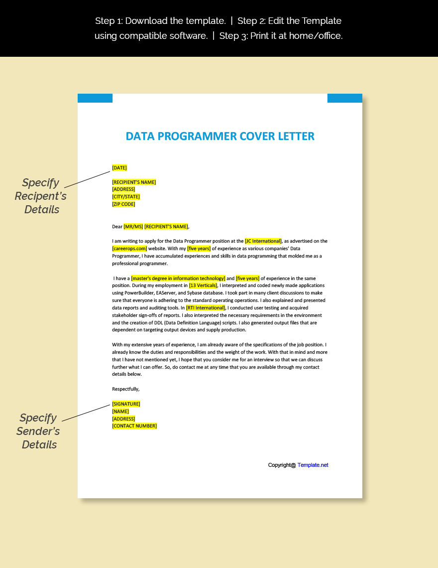 Data Programmer Cover letter Template