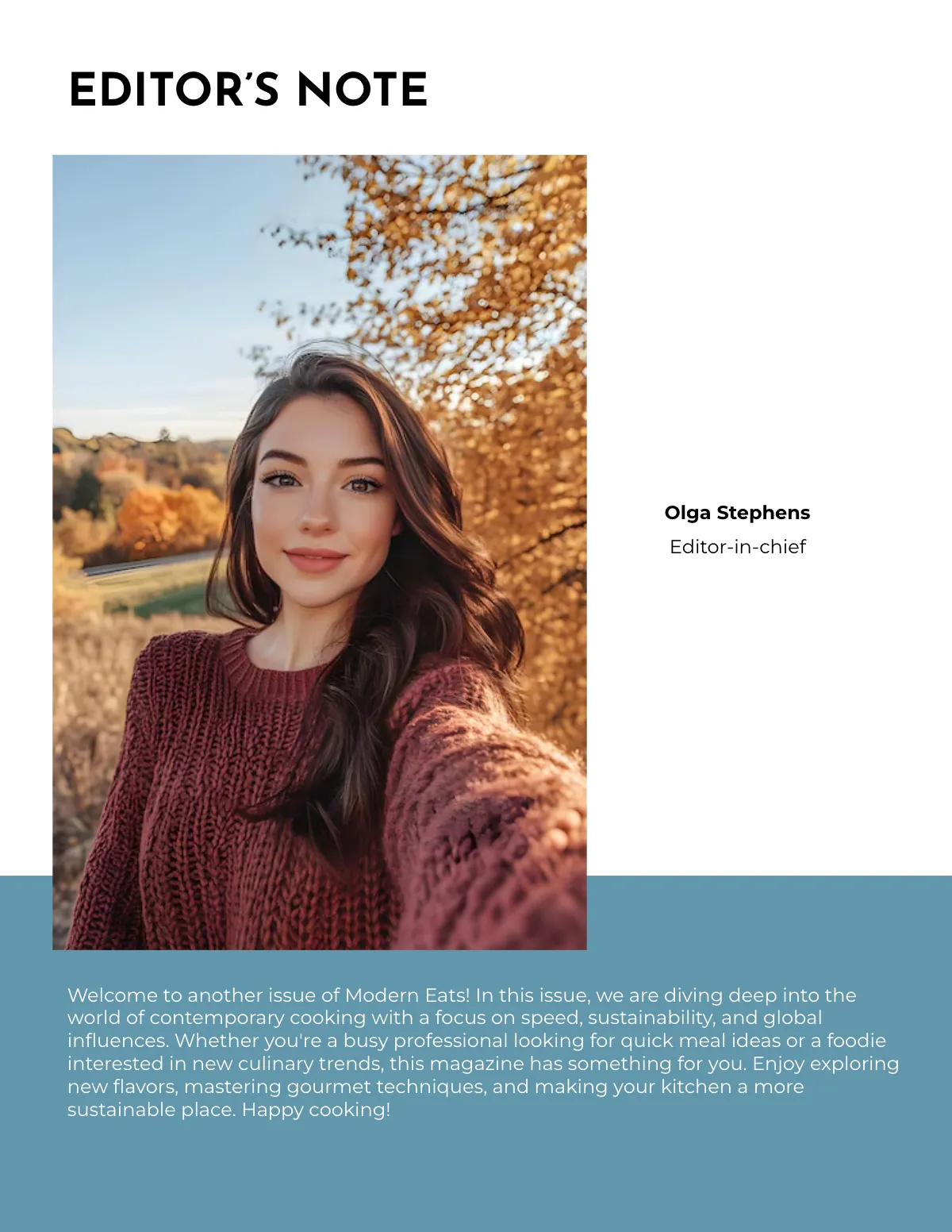 Free Modern Cooking Magazine Template to Edit Online