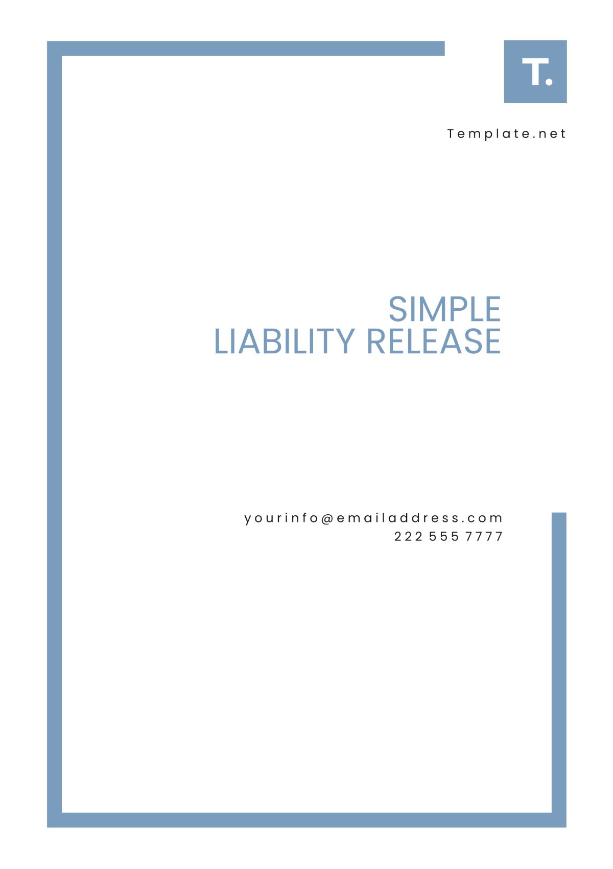 Simple Liability Release Template