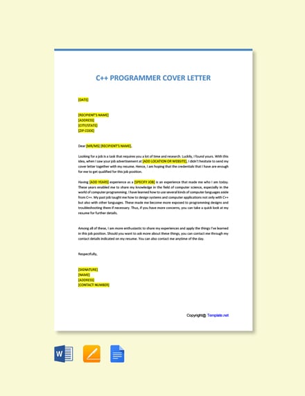 C Programmer Cover Letter