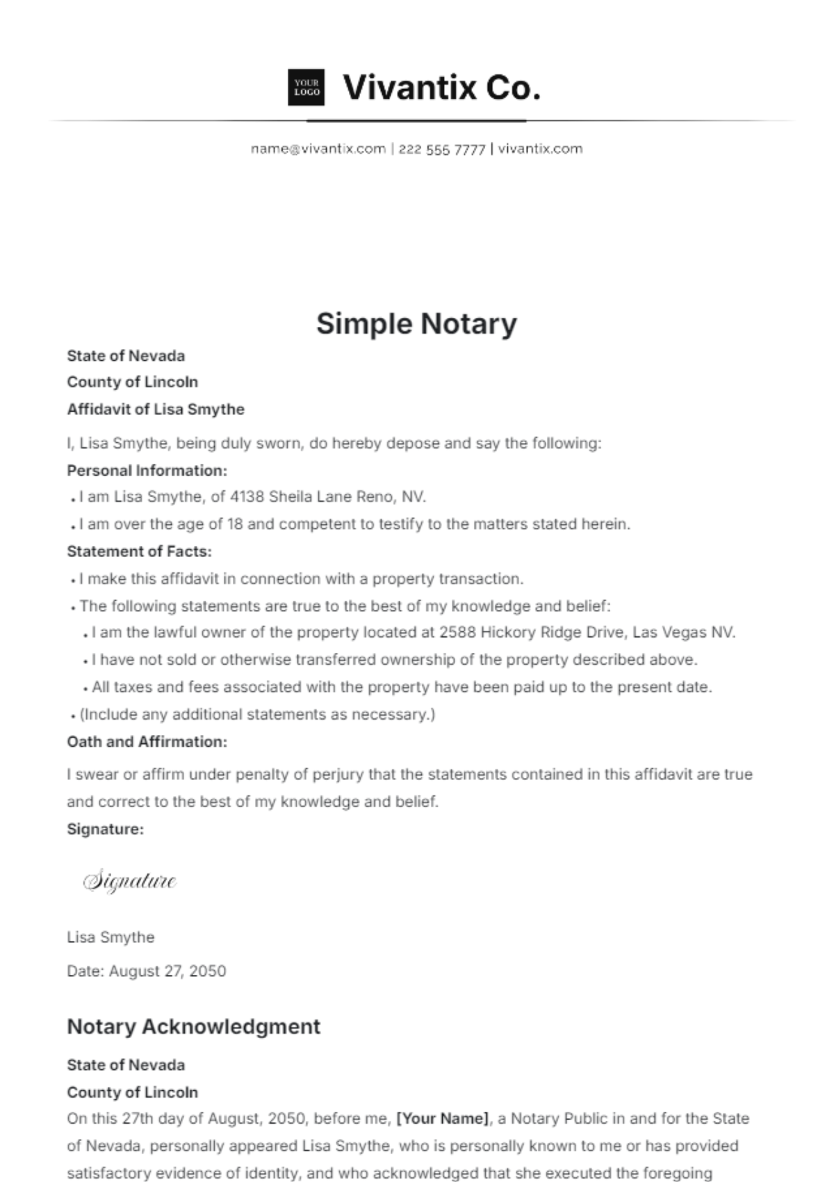 Simple Notary Template