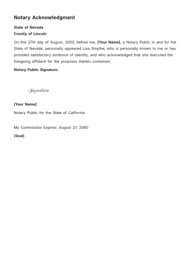 Free Simple Notary Template to Edit Online