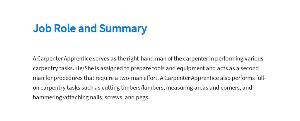 Free Carpenter Apprentice Job AD/Description Template 2.jpe