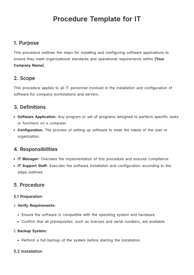 Free Procedure Template for IT to Edit Online
