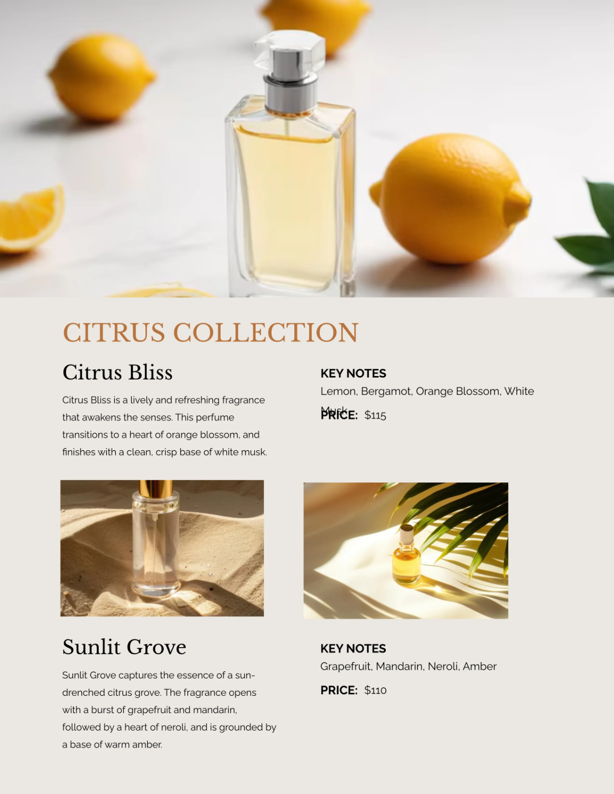 Free Customizable Perfume Catalog Template to Edit Online