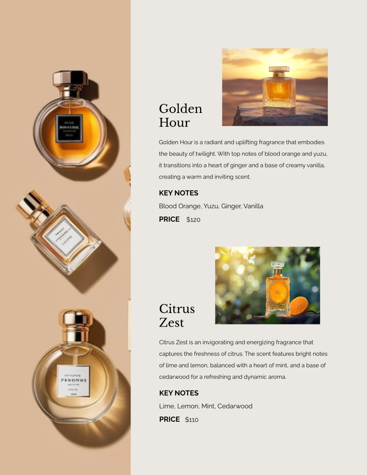Free Customizable Perfume Catalog Template to Edit Online