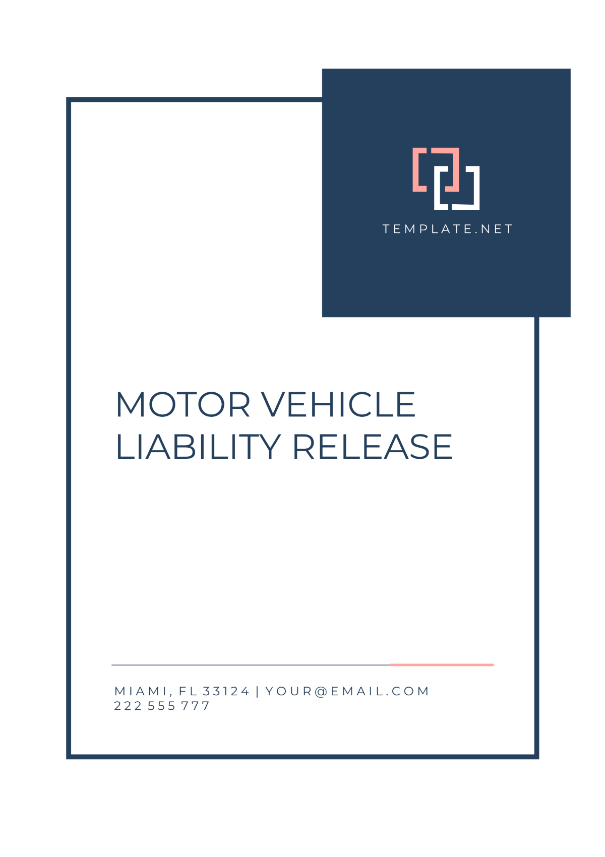 Motor Vehicle Liability Release Template