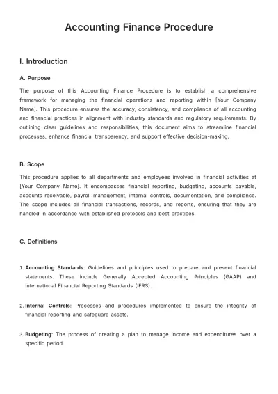 Free Accounting Finance Procedure Template to Edit Online