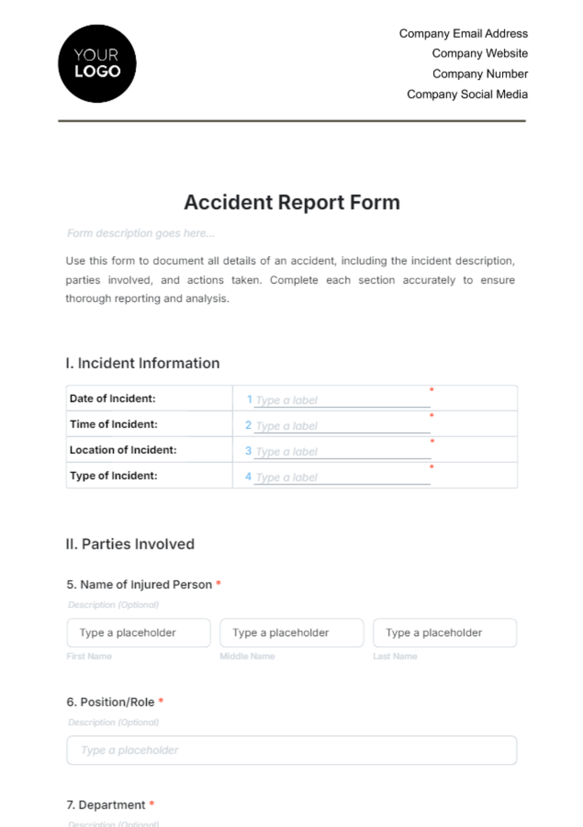 Accident Report Form Template - Edit Online & Download