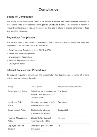 Free Compliance Template to Edit Online