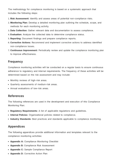 Free Blank Compliance Monitoring Template to Edit Online