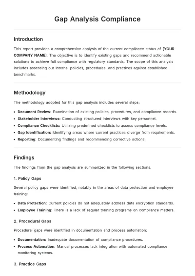 Free Gap Analysis Compliance Template to Edit Online