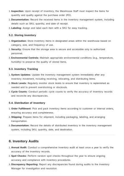 Free Inventory SOP Template to Edit Online