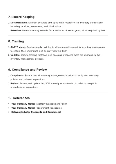 Free Inventory SOP Template to Edit Online