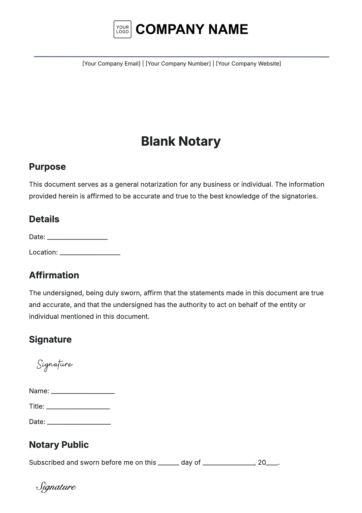 Blank Notary Template