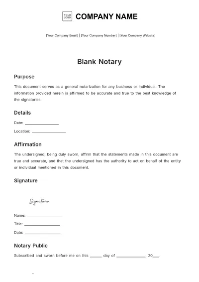 Free Blank Notary Template to Edit Online