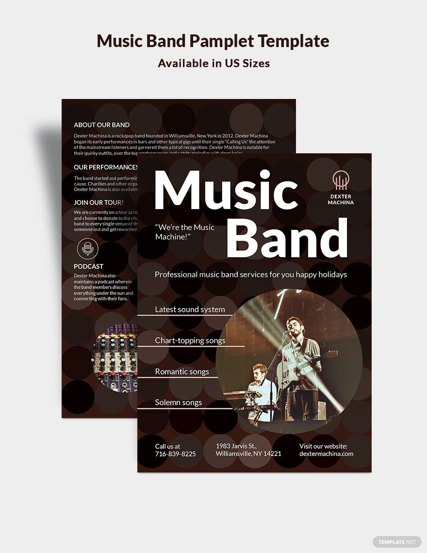 Music Band Pamphlet Template in Word, Google Docs, Illustrator, PSD, Apple Pages, Publisher, InDesign