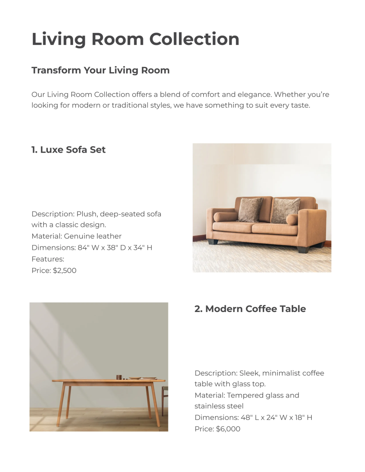 Free Minimalist Furniture Catalog Template to Edit Online