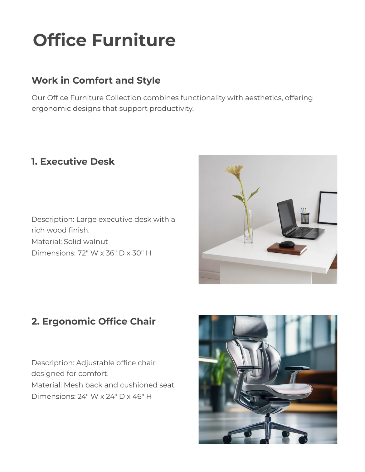 Free Minimalist Furniture Catalog Template to Edit Online