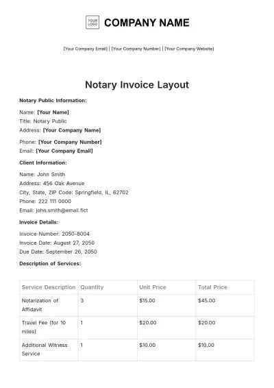 Free Notary Invoice Layout Template & AI Invoice Maker