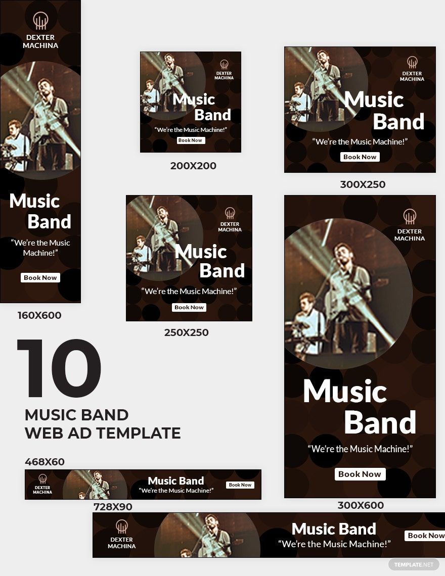 Music Band Web Ads Template in PSD