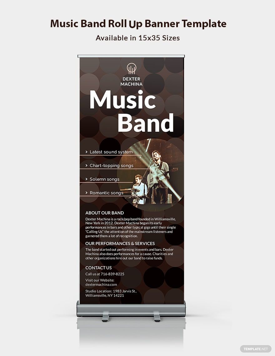 Music Band Roll Up Banner Template In Illustrator Pages Indesign Psd