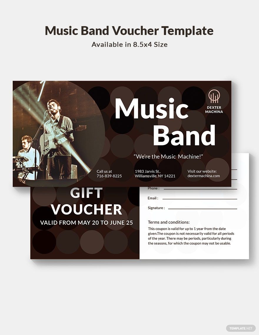 Music Band Voucher Template in Word, Illustrator, PSD, Apple Pages, Publisher, InDesign