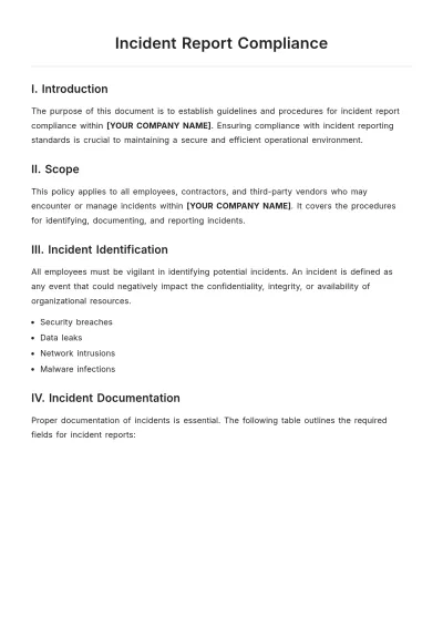 Free Incident Report Compliance Template to Edit Online