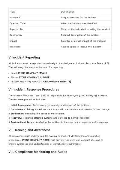 Free Incident Report Compliance Template to Edit Online