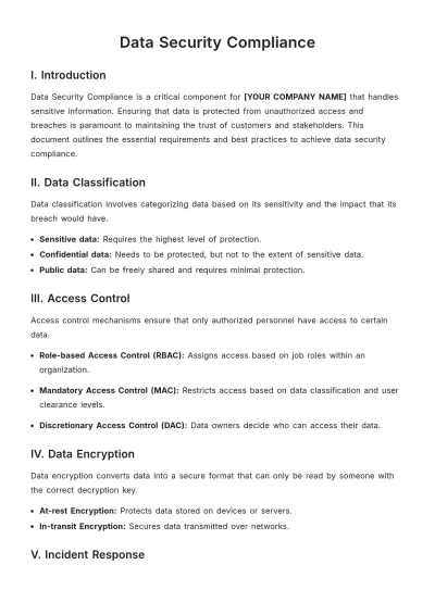 Free Data Security Compliance Template to Edit Online