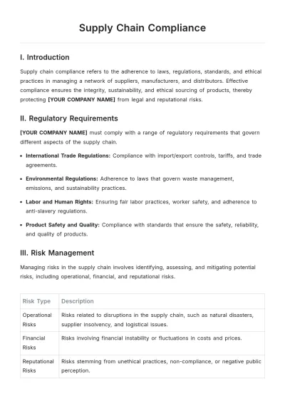 Free Supply Chain Compliance Template to Edit Online