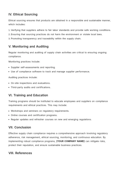Free Supply Chain Compliance Template to Edit Online