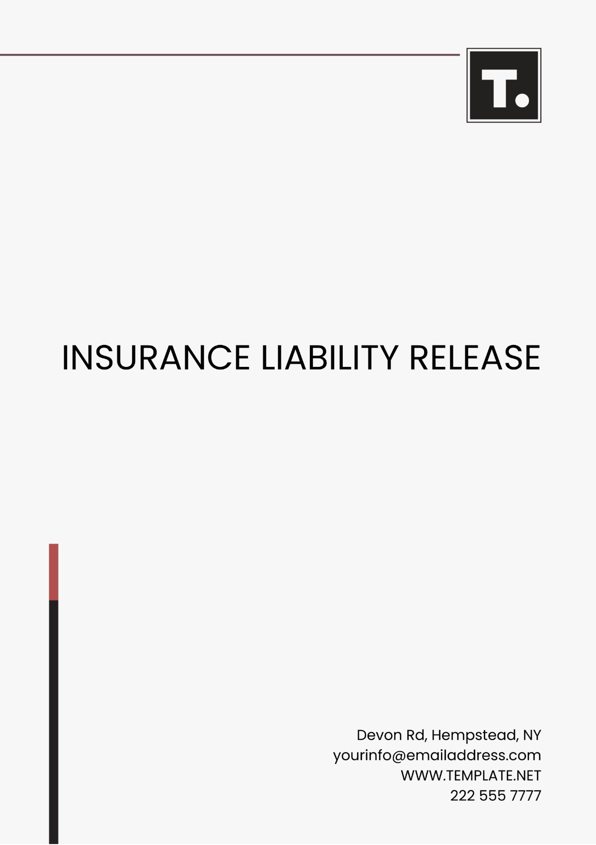 Insurance Liability Release Template