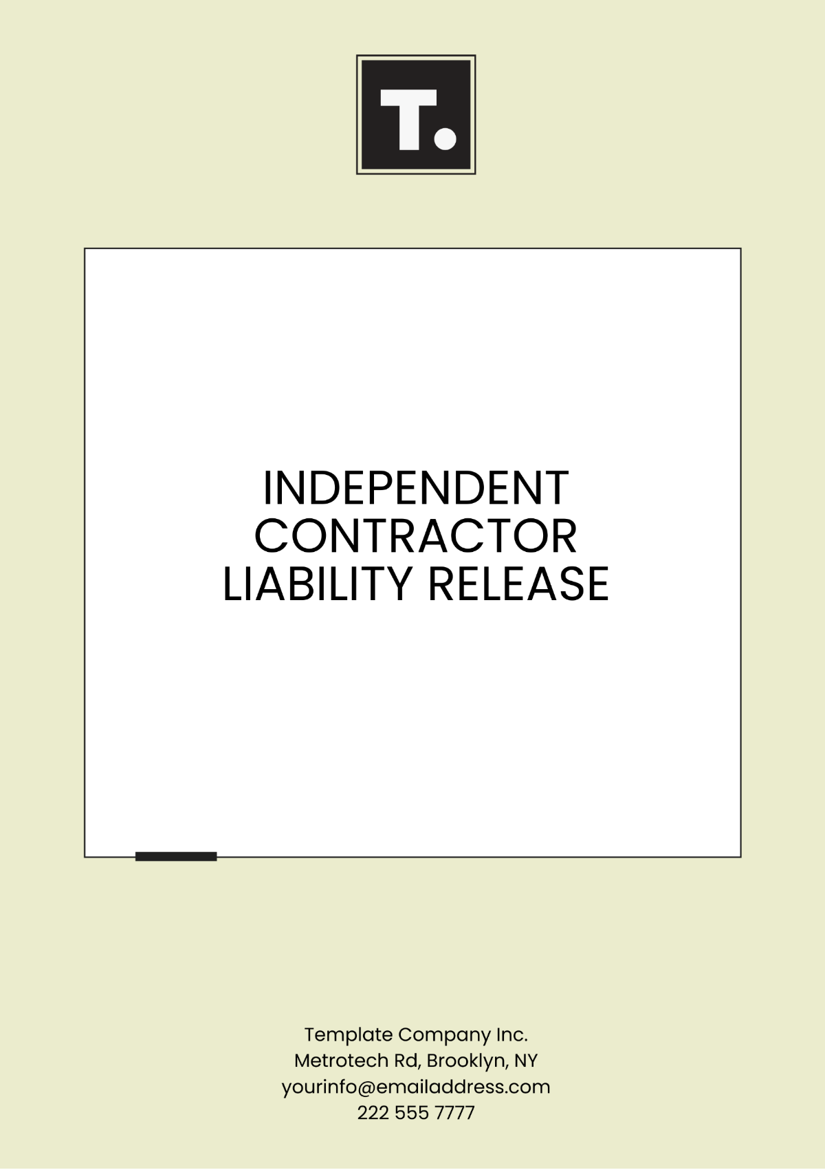 Independent Contractor Liability Release Template