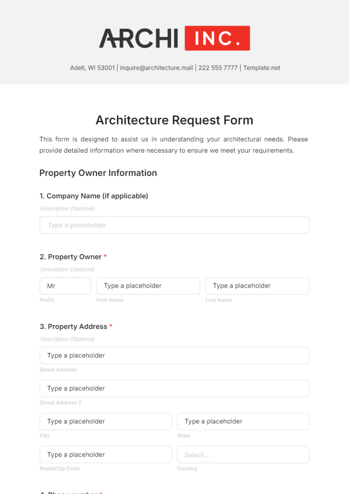 Architecture Request Form Template