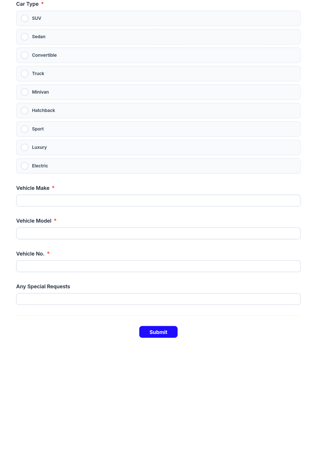 Free Car Rental Booking Form Template & AI Maker Free Car Rental Booking Form Template & AI Maker