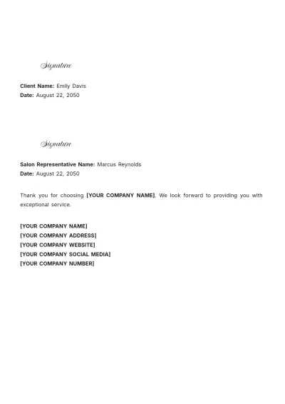 Free Salon Liability Release Design Template to Edit Online