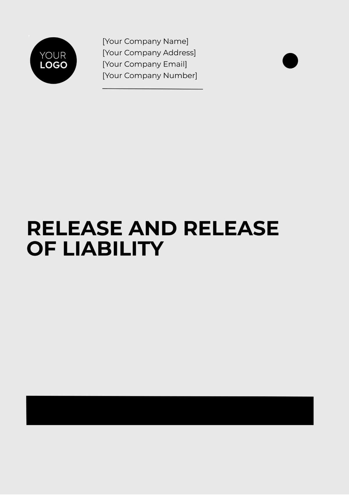 Release and Release of Liability Template