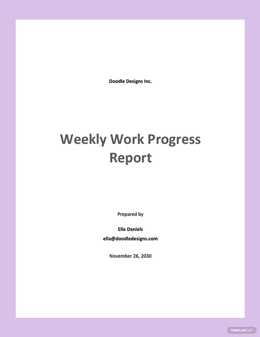 wWeekly Work Progress Report Template