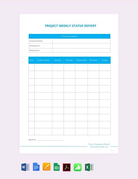 free blank weekly project status report template 440