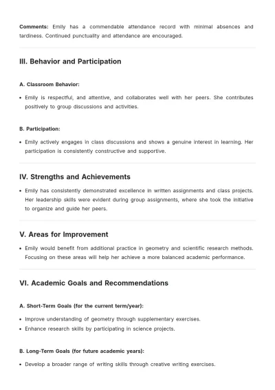 Free School Report Template to Edit Online