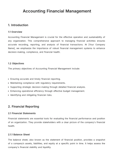 Free Accounting Financial Management Template to Edit Online